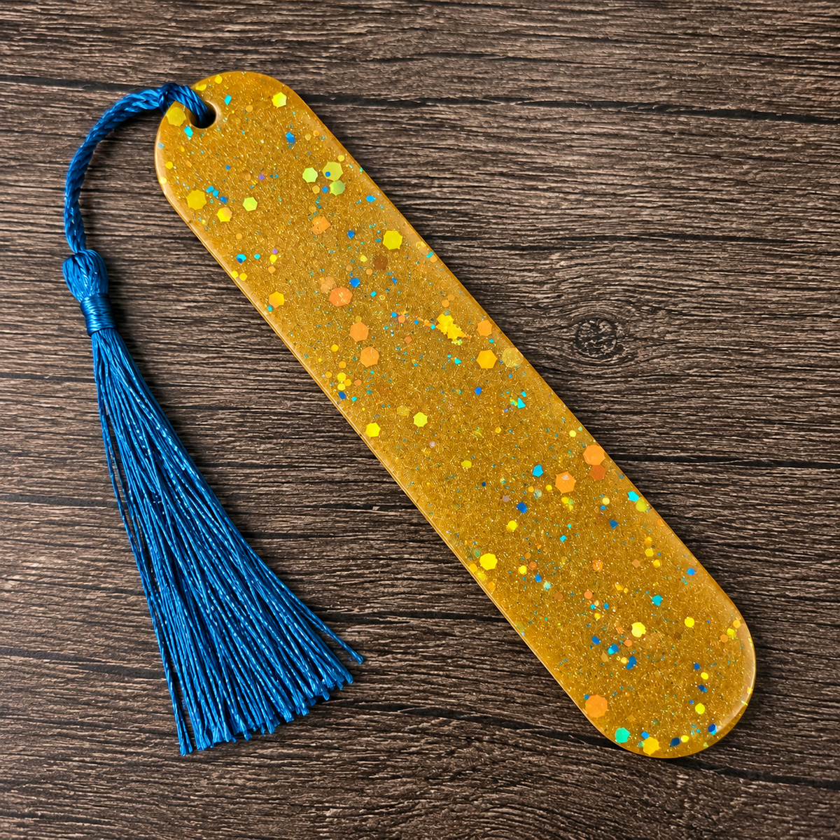 Golden Confetti Custom Resin Bookmark