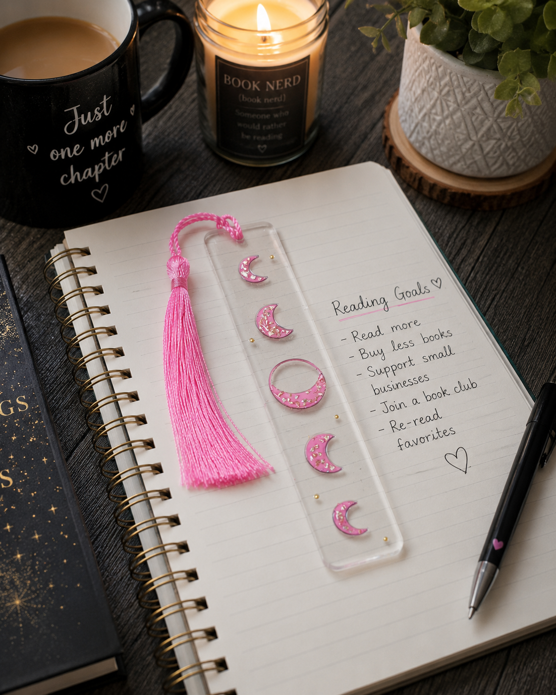 Pink Moon Phases Bookmark