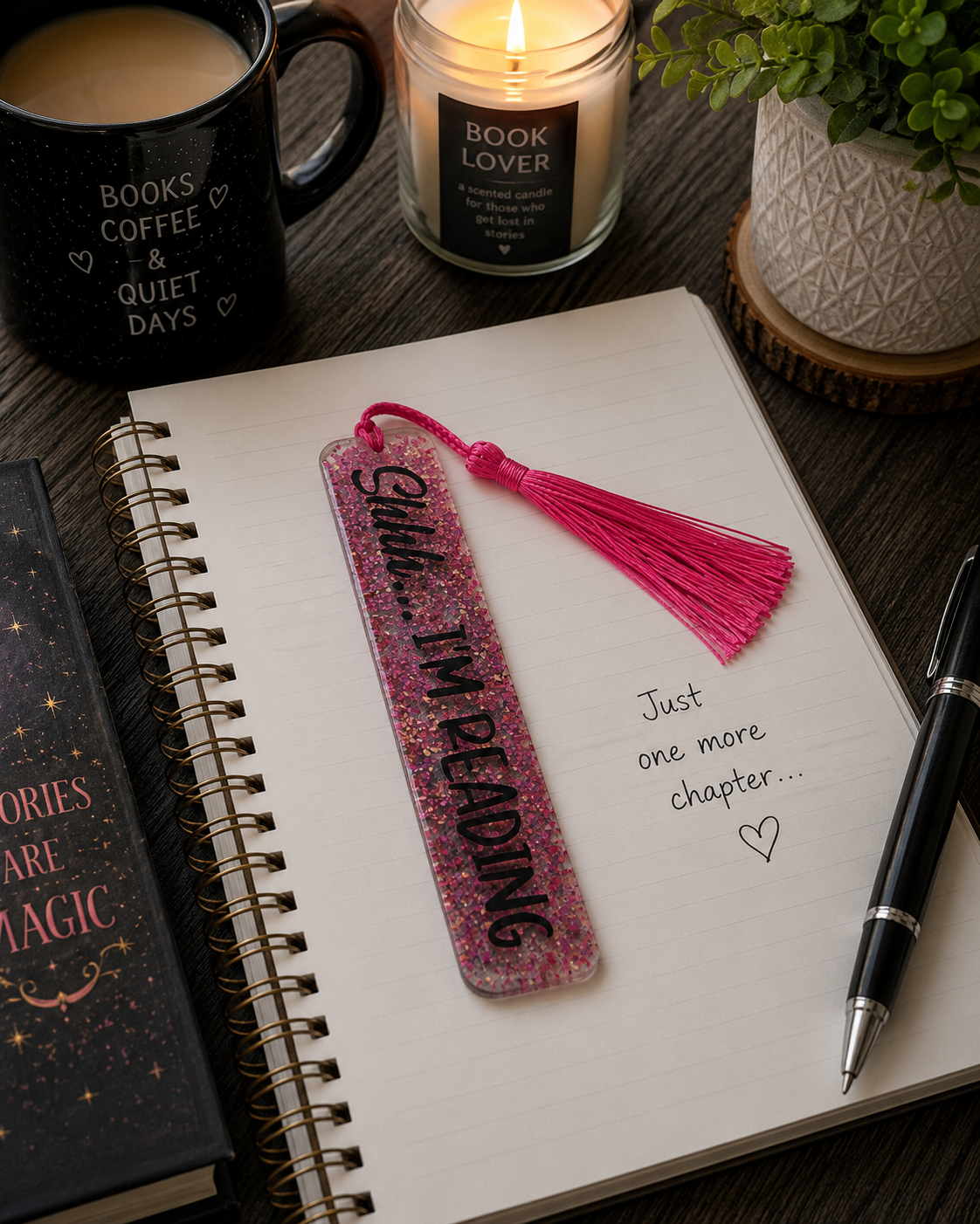Shhh... I'm Reading Bookmark (Pink Glitter Edition)