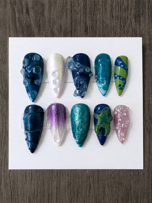 Into the Deep | Long Almond Soft Gel Press-On Nails
