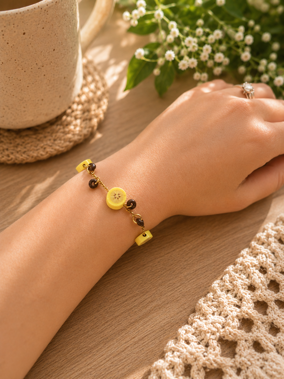 Banana Slice Charm Bracelet