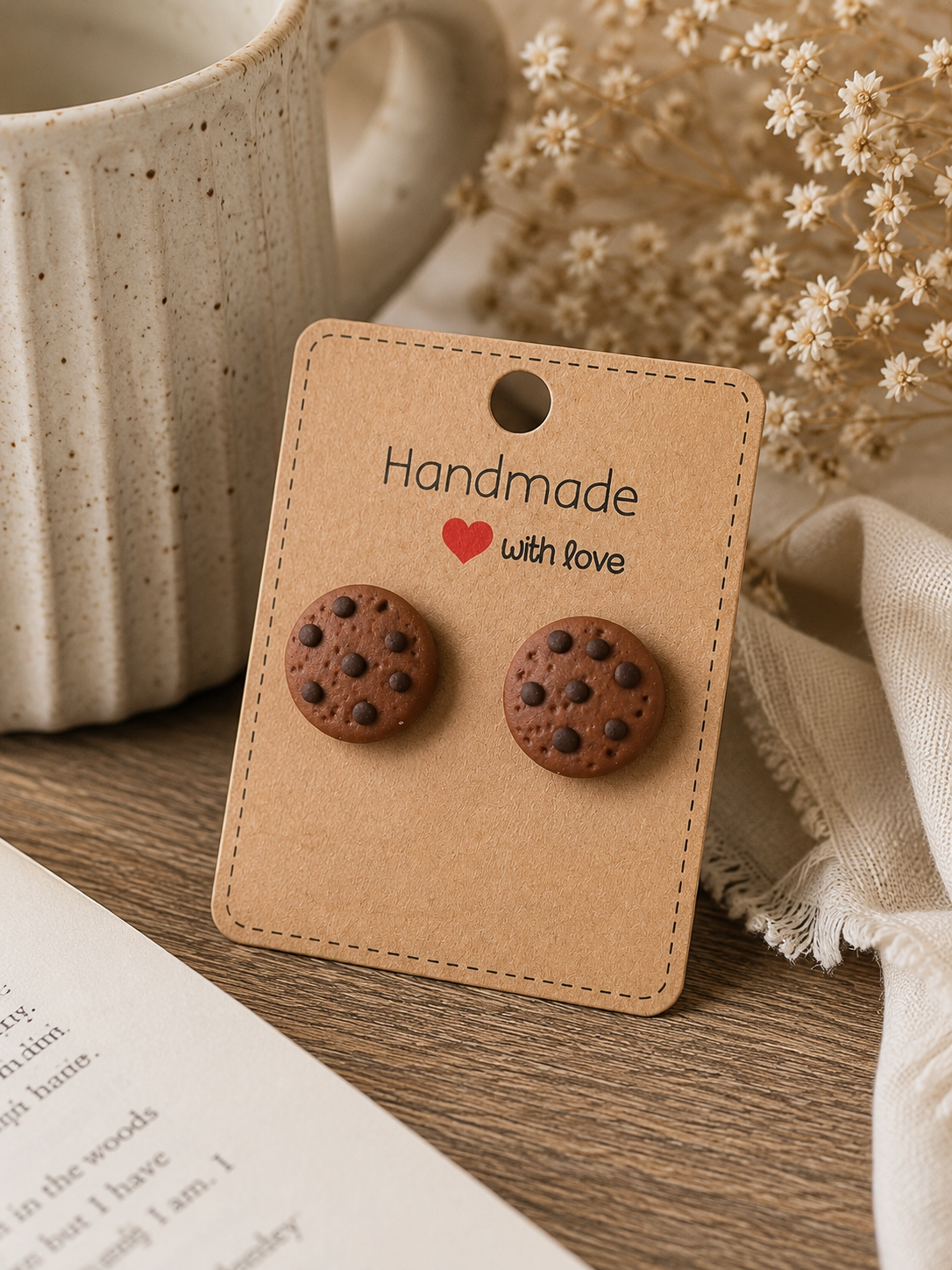 Chocolate Chip Cookie Stud Earrings