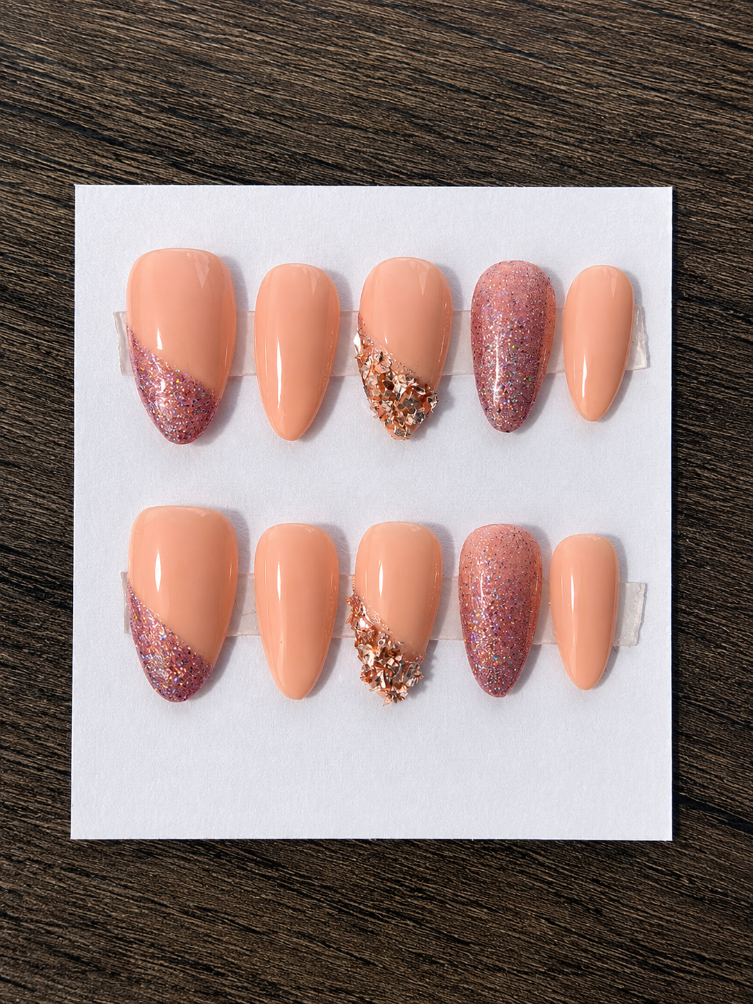 Blush Sparkle | Almond Soft Gel Press-On Nails