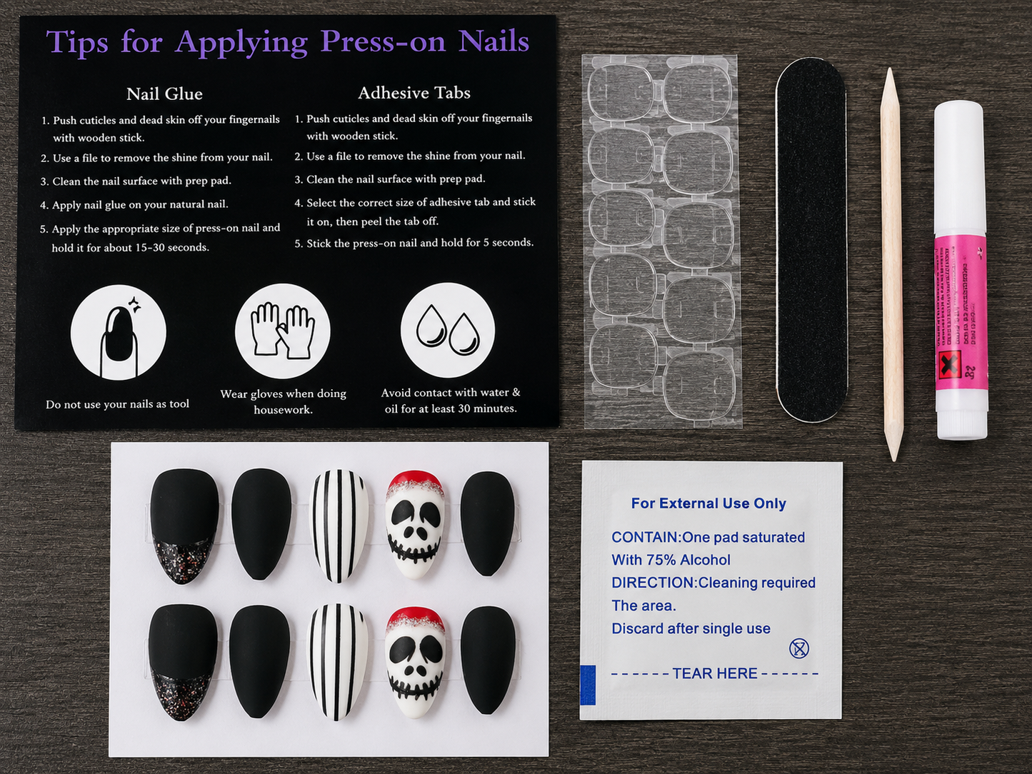 Jack's Holiday Nightmare| Almond Press-On Nails