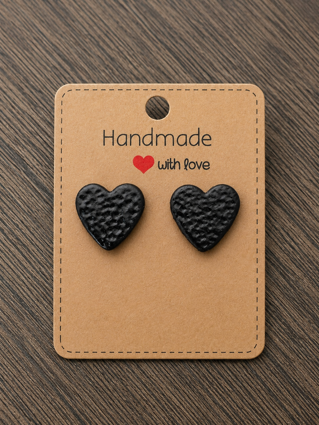 Midnight Heart Stud Earrings