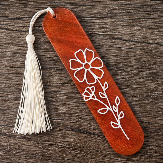 Copper Bloom Resin Bookmark
