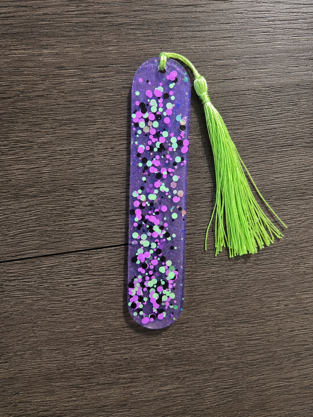 Purple Confetti Resin Bookmark