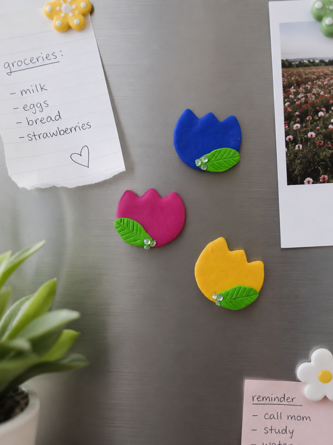 Whimsical Tulip Magnet Set (Set of 3)
