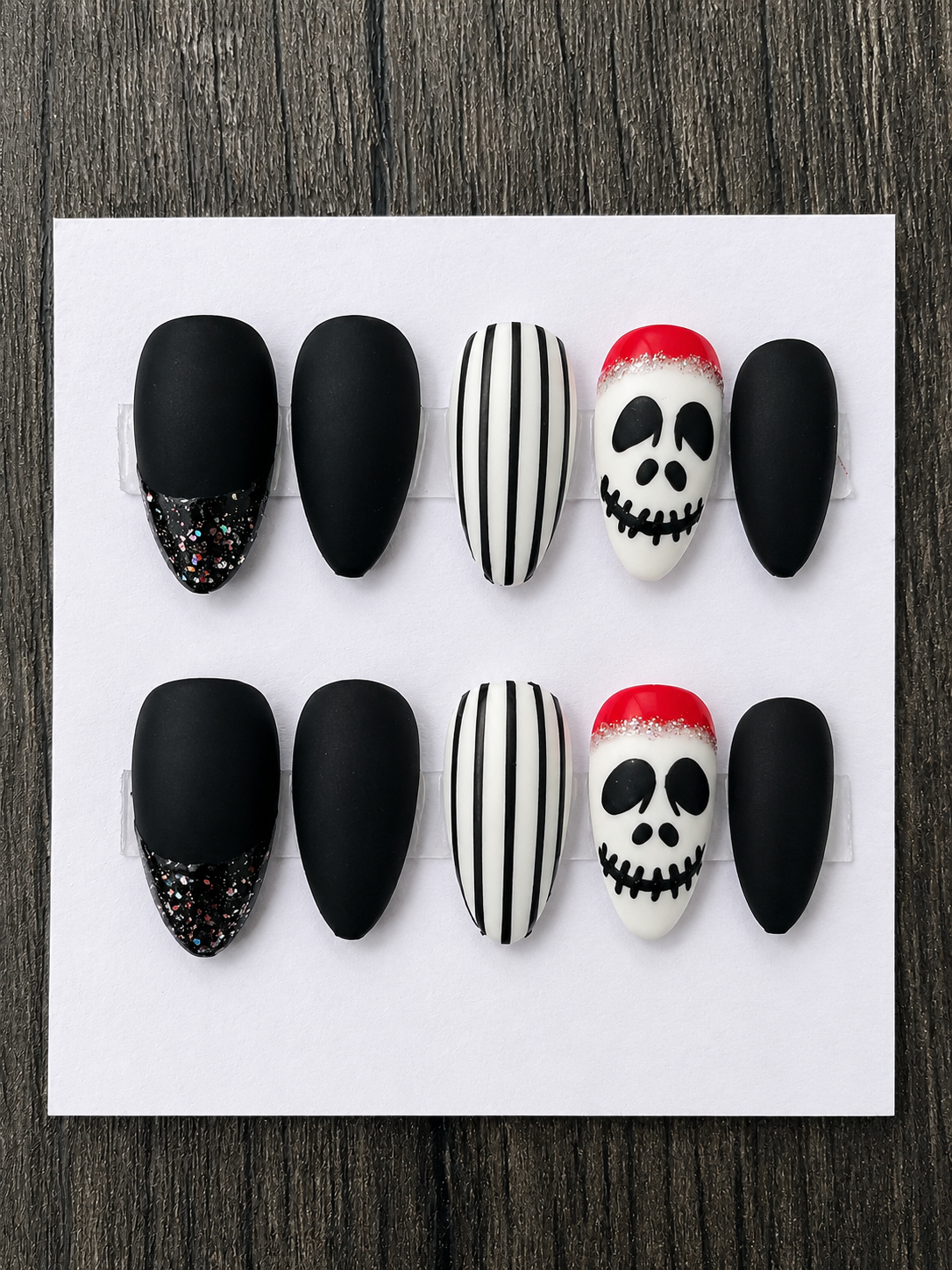Jack's Holiday Nightmare| Almond Press-On Nails