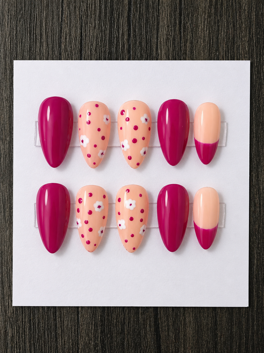 Pink Bloom | Almond Press-On Nails